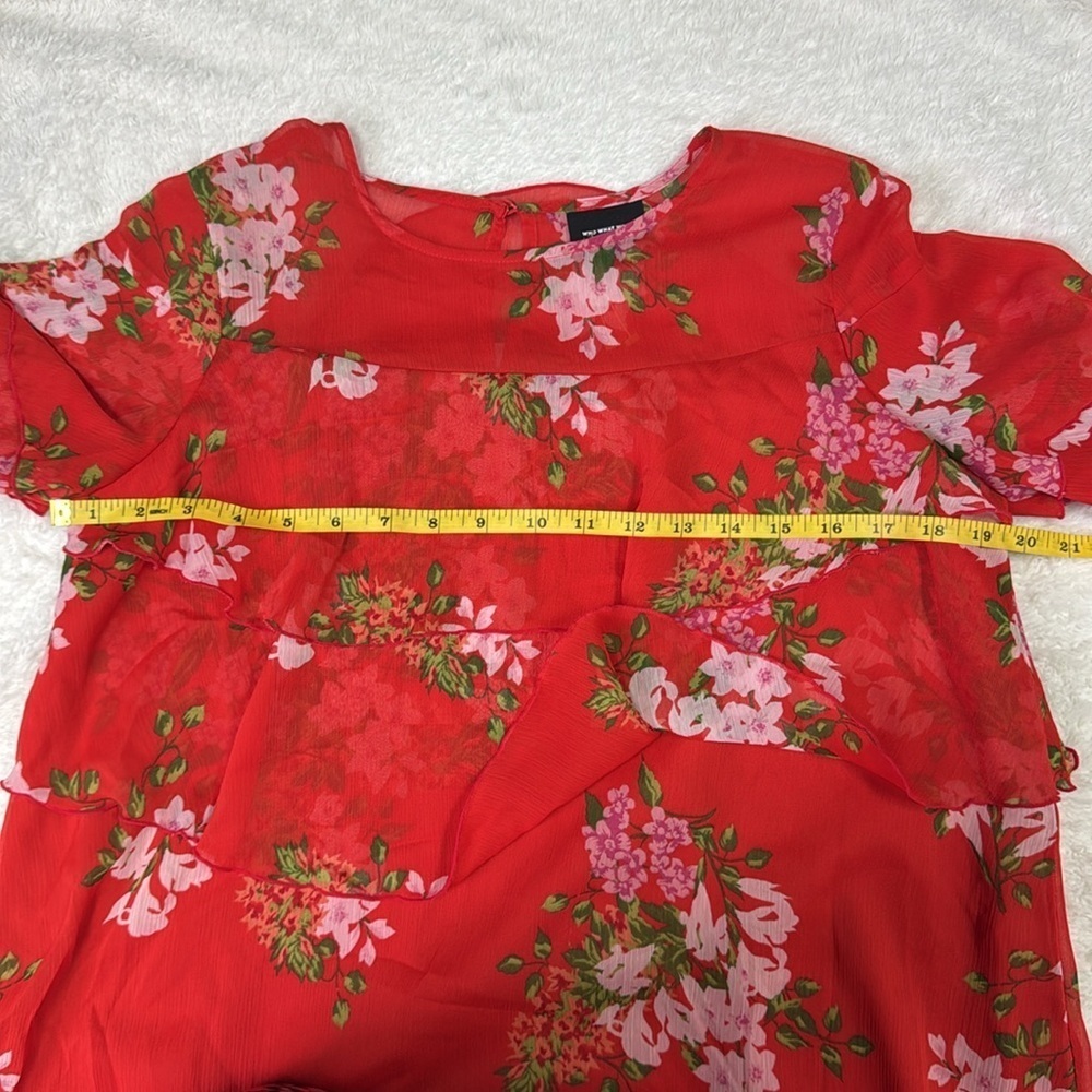 Who What Wear Tiered Ruffle Floral Mini summer Dress Red NWOT - Picture 5 of 9